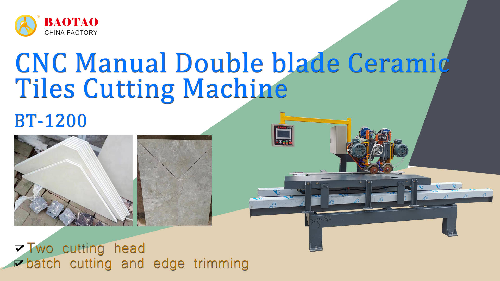 Baotao 1200 Hand push CNC double-blade cutting machine