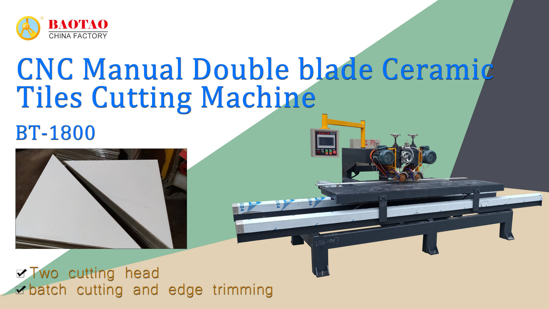 Baotao 1800 Hand push CNC double-blade cutting machine