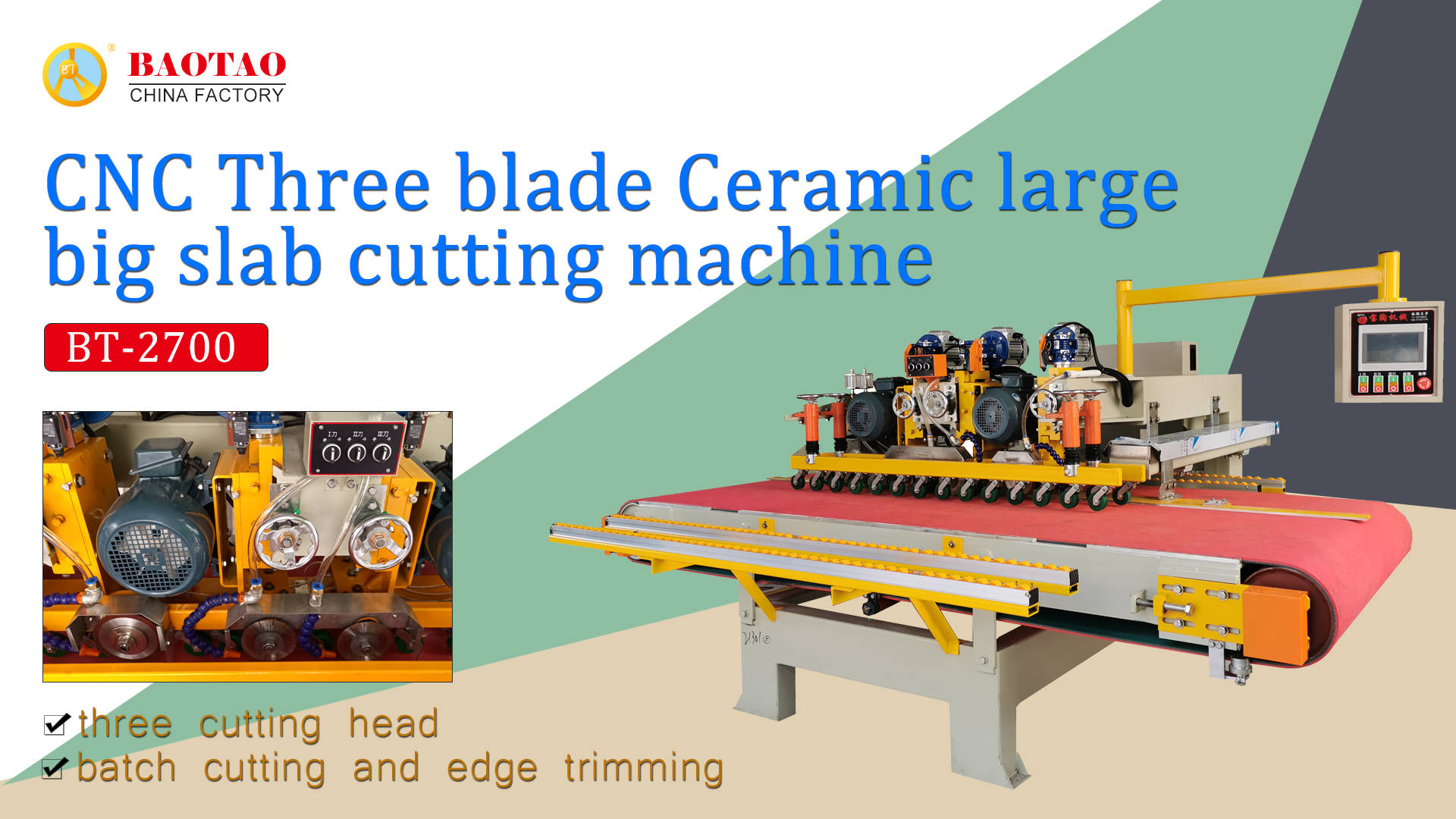 2700 CNC Three blade Ceramic large big slab cutting machine