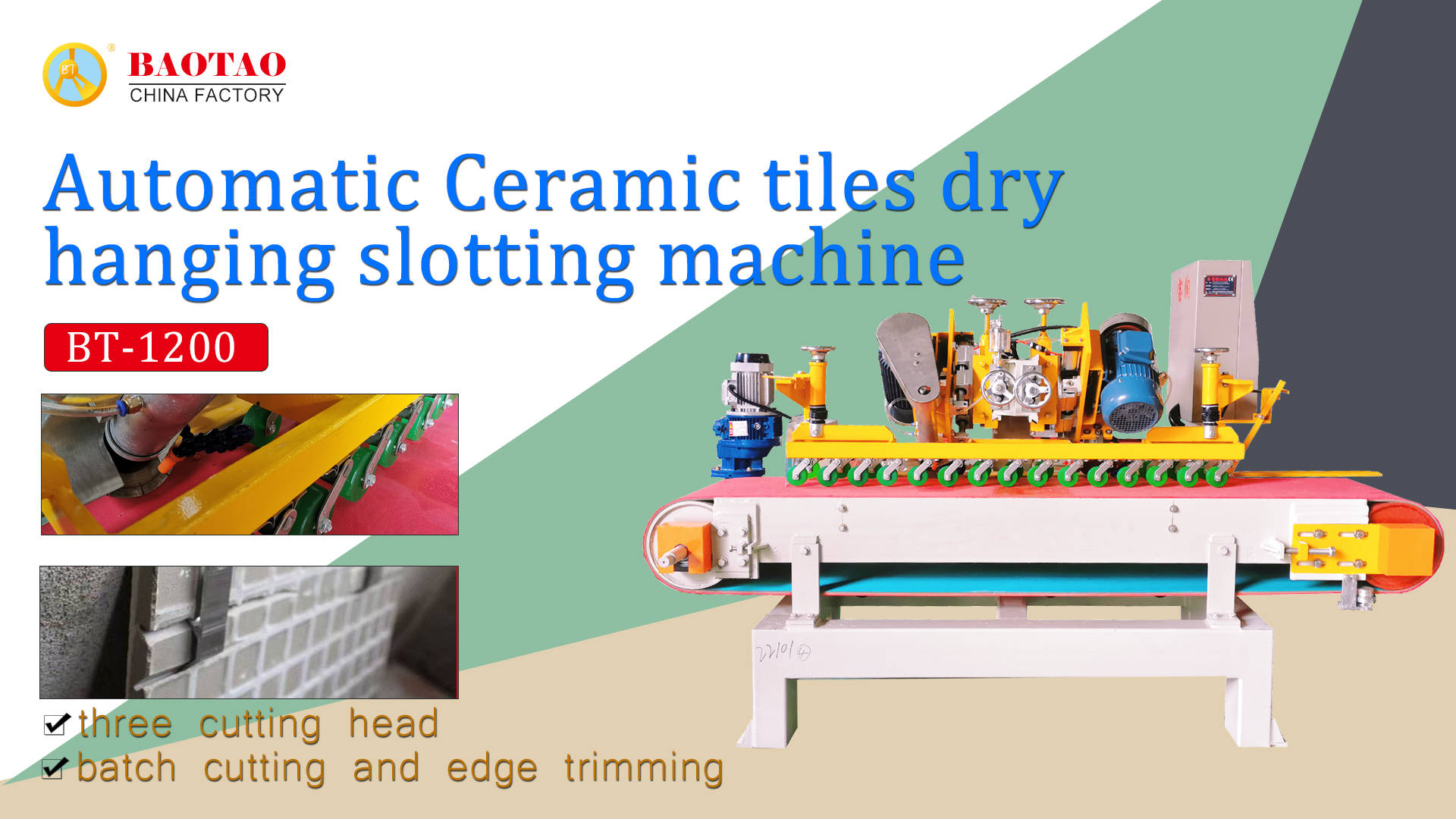 Automatic Ceramic tiles dry hanging slotting machine