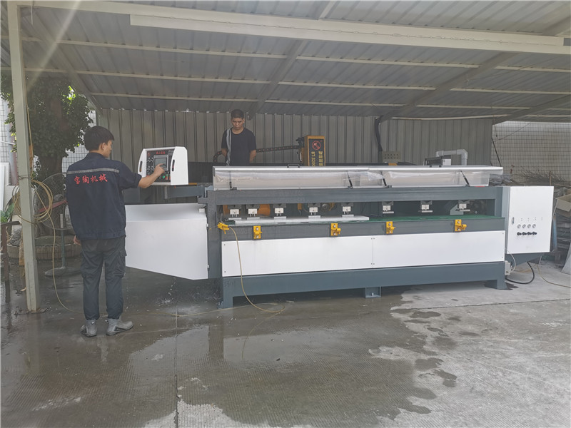 A chamfering cutting machine for sintered stone and porcelain slab