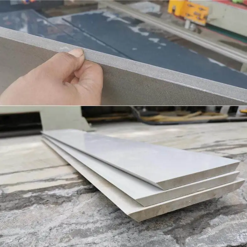 BT1800 CNC Double Blade Bridge Saw Cutter(图2) stright 45 cutting tile.webp